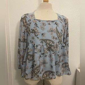 Floral Blue Peplum top
